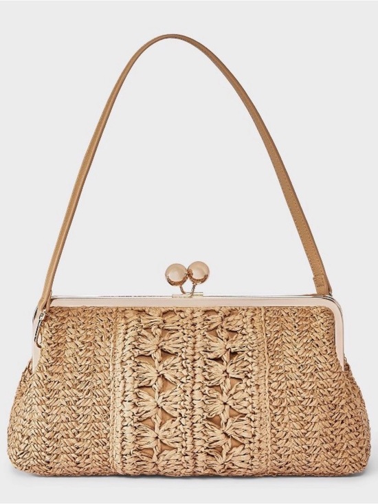 a new day Handbags - NWT A New Day Straw Kiss Lock Clutch Bag